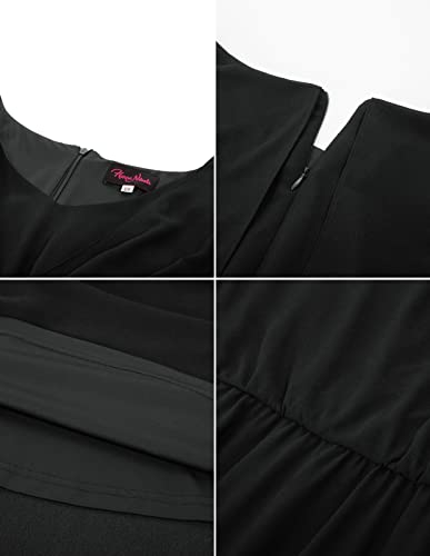 Hanna Nikole Plus Size Chiffon Sleeveless Cape Dress For Cocktail Wedding Guest Party Black 22 Plus #TOP6