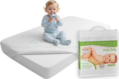 Opiniones de Colchones para cunas los 10 mejores. 48 Vesta Baby Protector de Colchón Premium para Cuna Funda de Almohadilla Impermeable Sábana Ajustable Bambú Natural Cobertura Silenciosa para Bebés y Niños Pequeños 132 x 71 cm