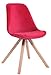 CLP Sedia Design Toulouse Imbottita in Velluto I Sedia Pranzo Scandinava con Telaio in Legno Gambe Quadrate, Colore:Rosso, Colore del Telaio:Natura (Quercia)