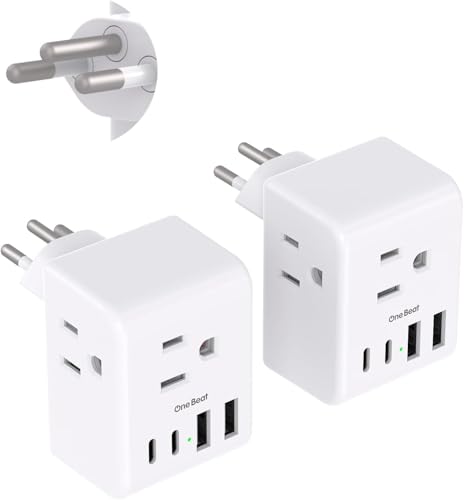Image of 2 Pack Switzerland Travel Plug Adapter, Type J Power Adaptor with 3 Outlets 4 USB Charging Ports(2 USB C), Swiss Outlet Adapter Travel Plug for US to Switzerland, Liechtenstein, Rwanda