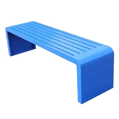 Banc d'extérieur en métal bleu antirouille sans dossier pour site pittoresque