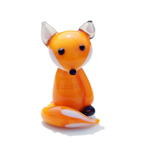 Crrezhai Renard en verre soufflé à la main animaux en cristal coloré : statue artisanale faite à la main, figurines décoratives de collection, ornements,...