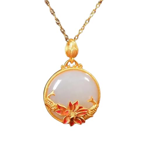 Pendentif lotus et poisson collier artisanal hypoallergénique pour femme