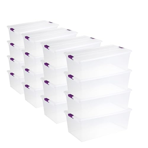 Image of Sterilite 16-Pack 110 Quart ClearView Latch Box, Stackable Organizer Bins with Latching Lids - Clear Plastic Organization Containers for Closet, Bedroom, Shelving Units and Everyday Home Storage