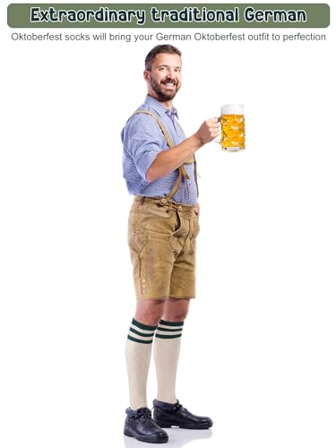 2 Pairs Lederhosen Socks German Oktoberfest Bavarian Lederhosen Socks for Men, Size 10-132