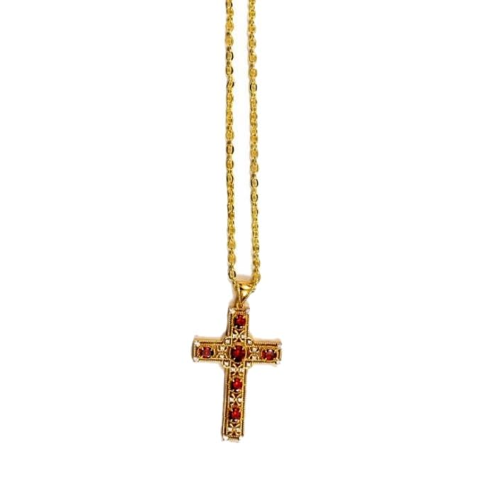 Pectoral Cross With Chain Style Ben02 (G Red)