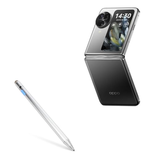 BoxWave Stylus Pen Compatible with Oppo Find N3 Flip - AccuPoint Active Stylus, Electronic Stylus with Ultra Fine Tip - Metallic Silver