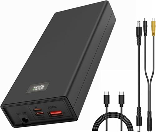 Power Bank 20000mAh PD 20W/30W QC 3.0, Batteria Esterna con Display Digitale, USB C In/Out, Uscita DC 12V 3A, Caricatore Portatile per Notebook, Smartphone, Tablet, Giacca Riscaldata