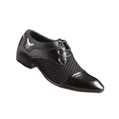 Men's Casual Large Size lace-up Pointed Toe Fashionable Men's Shoes Oxfords(White,9.5)3