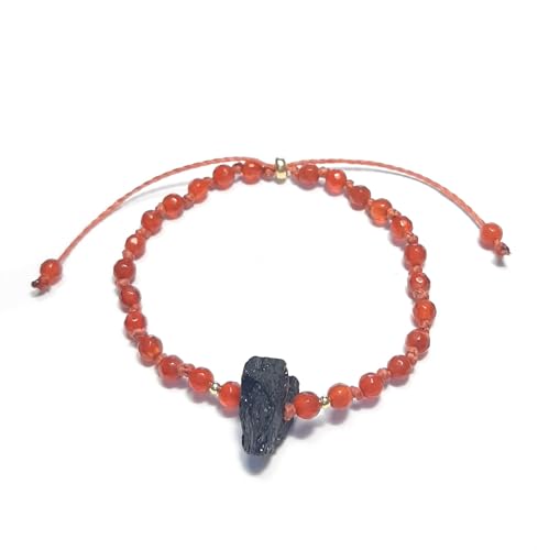Bracelet en Cornaline et Tourmaline Noire brute lithothérapie naturelle