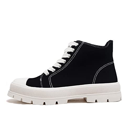 SODA Soda Womens Lug Hi Top Lace up Canvas Sneaker Shoes Crayon Black-White 8