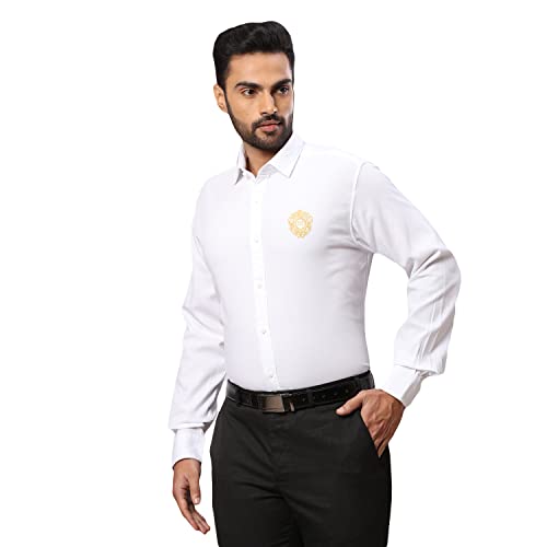 Image of Raymond Men's Full Sleeve Slim Fit White Casual Shirt