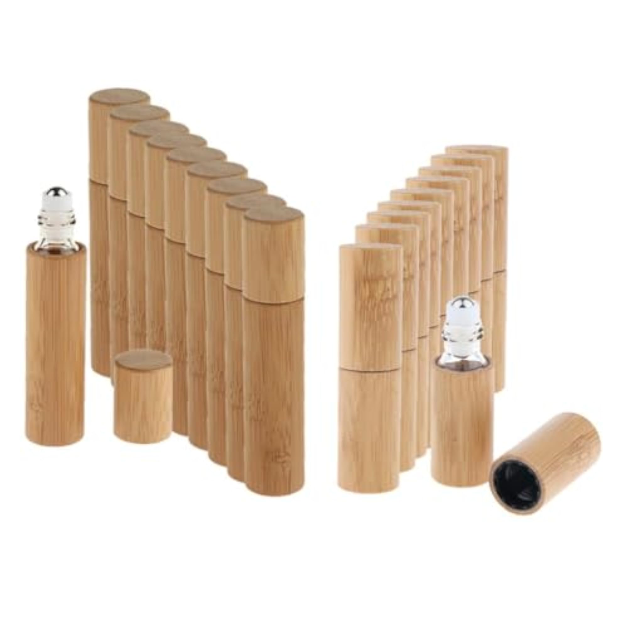 20 Pcs Handmade Bamboo Refillable Empty Essential Oil Makeup Roll on Bottle