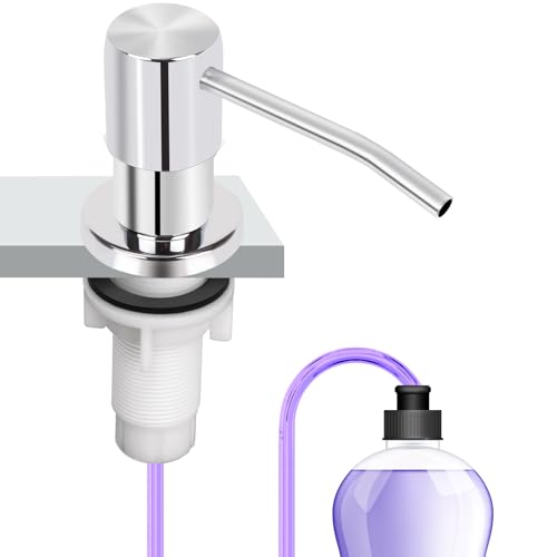 Image of Soap Dispenser Kitchen Sink, Sink Soap Dispenser, 47 inch Extension Tube kit, Dish Soap Dispenser Pump, No Need More Refills (Chrome)