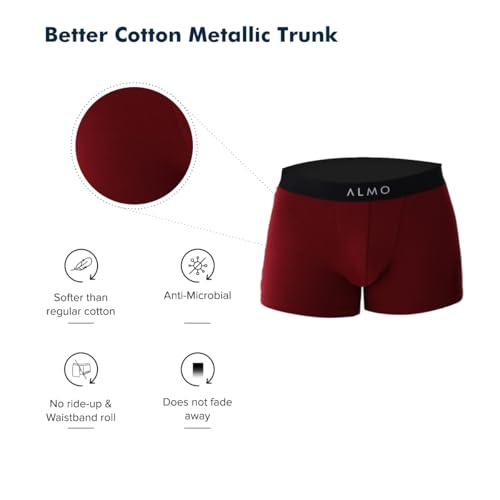 Image of ALMO Men's Cotton Trunks | Stretchable Underwear | Sweat Absorbent | Anti-Microbial | Light Weight | Metallic Collection