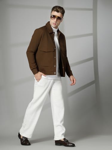 Image of CHKOKKO Men's Fleece Solid Winter Wear Regular Fit Standard Length Jacket