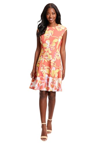 Image of London Times Womens Dresses Cap Sleeve Fit and Flare - Elegant Summer Cocktail Graduation Garden Party Wedding Guest Dress