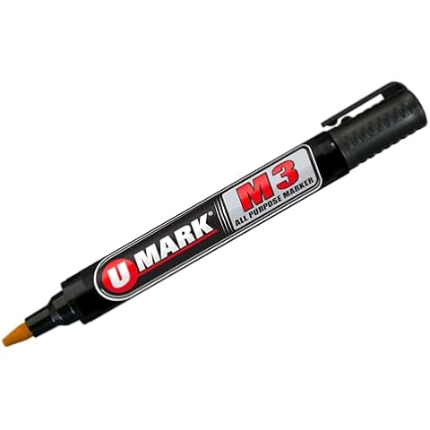 U-Mark M3 Permanent Ink Valve Marker with Reversible Tip, Black (Pack of 12) 10571 Cover