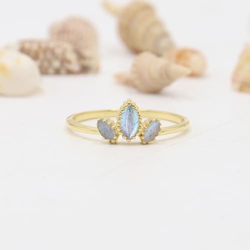 Bague labradorite argent plaqué or anti-ternissement durable - 4