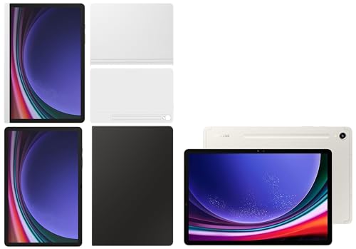 Image of Samsung Galaxy Tab S9 RAM 8 GB, ROM 128 GB, Wi-Fi + 5G Tablet, Beige with S9 Screen Protector, Transparent & S9 Book Cover Keyboard, Black & S9 Notepaper Screen, White & S9 Smart Book Cover, White