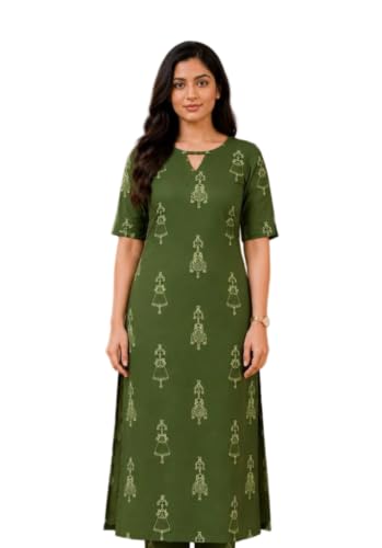 Image of Woman Women's Rayon Straight Fit Straight Kurta Kurtis