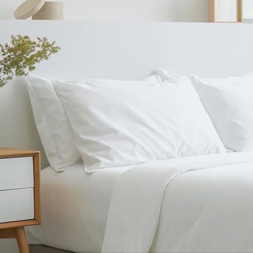 Drap Plat en Coton égyptien mélangé avec Coton, pour lit King Size - Blanc