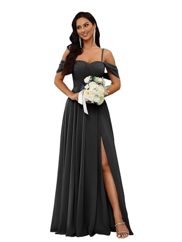 Women's Off The Shoulder Bridemaid Dresses Chiffon Formal Dress A-Line Evening Gown