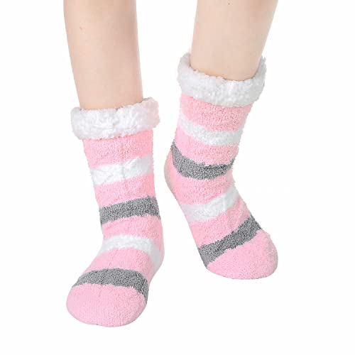 Image of Chassic Sherpa Lined Slipper Socks for Women, Non-Slip Cozy Winter House Socks, Soft Fuzzy Socks, Gifts for Women & Ladies Stocking Stuffers