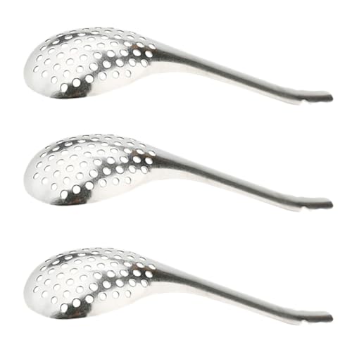 OFFIGAM 3 Stück Edelstahl Siebset mit Schlitzlöffel und Kaviarlöffel Küchenutensil zum Abtropfen und Zubereiten von Fischrogen und Eiern für Zuhause und Restaurant