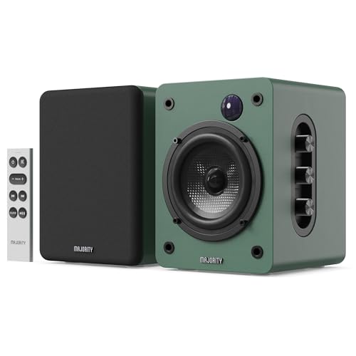 Majority D50X altoparlanti | casse attive amplificate coppia 2.0 da 60W per PC | Hi-Fi con HDMI ARC e AUX | casse acustiche da scaffale Bluetooth 5.3 | Monitor Studio in fibra di carbonio (Verde)