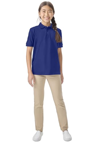 Image of Classroom School Uniforms for Boys and Girls Short Sleeve Pique Polo | Adult Fit, Matching Ribbed Collar, Banded Sleeves, Three-button Placket, Comfortable Fit, School Uniform Essential
