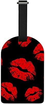 XOLLAR Luggage Tags Red Lip Name ID Identifier Labels for Suitcase Travel Bag Leather Privacy Cover Baggage Tag 1 Piece, One Size