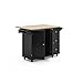 Homestyles Dolly Madison Black Mobile Kitchen Island Cart with Wood Drop Leaf Breakfast Bar