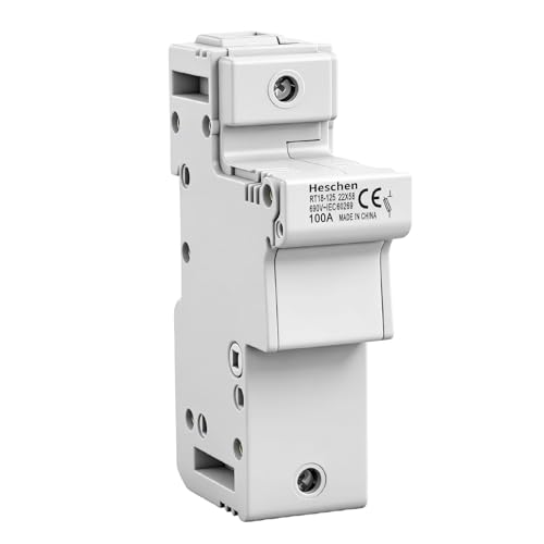 Heschen Cylindrical Fuse Holder Base, RT18-125(RO17), 100A AC690V, 1 Pole, 35mm DIN Rail Mounting, for RT18 RO17 22 x 58mm Fuse, CE Listed (1P)
