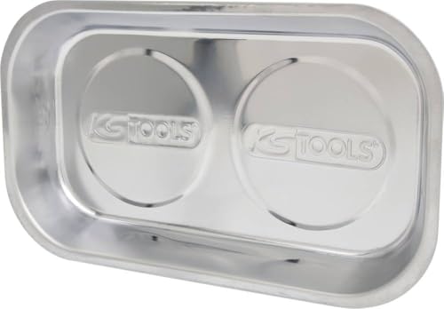 KS TOOLS 800.0151 - Plateau magnétique polie, 140 x 240 mm - Pour préserver les vis et autres petites pièces métalliques - Aimant gainé en caoutchouc - En Inox