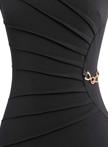 Image of VFSHOW Womens Work Office Business Casual Sleeveless Ruched Elegant Professional Church Cocktail Party Pencil Sheath Dress