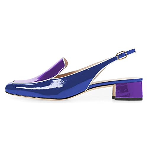 Image of YDN Women Closed Square Toe Block Low Heels Slingback Formal Loafer Dressy Shoes Office Lady Pump Size 4-15 US