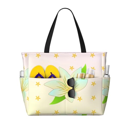 QWVBNBlooming Daffodils Beach travel bag, lightweight and reusable, suitable for family trips, gym and outdoor adventures.