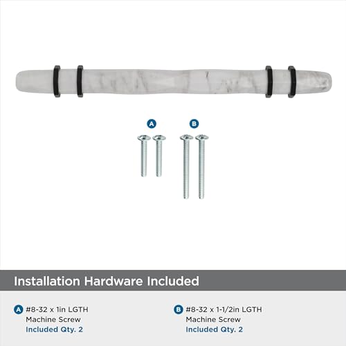 Image of Amerock | Cabinet Pull | Marble White /Black Bronze | 5-1 /16 inch (128 mm) Center to Center | Carrione | 1 Pack | Drawer Pull | Drawer Handle | Cabinet Hardware