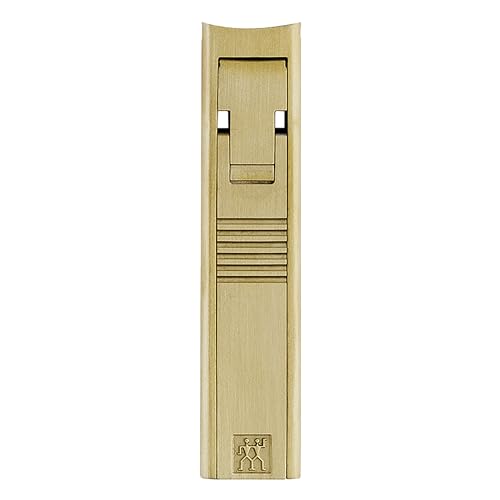 ZWILLING Nail Clipper Compact (Ultra Flat with Nail File, Slightly Curved Cutting Edge, Travel Friendly, Including Leather Cover), Premium, Gold