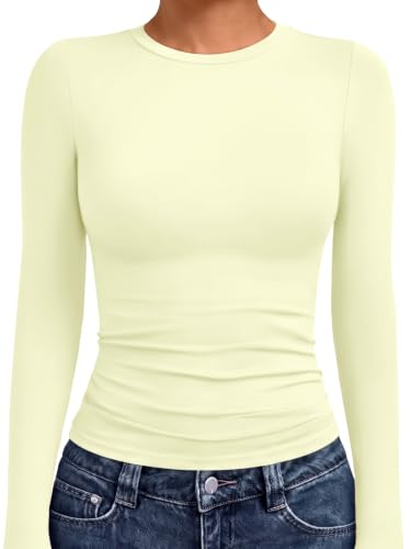 Underscrubs Tops Crew Neck Long Sleeve Compression 32 underscrubs tops - lemon yellow