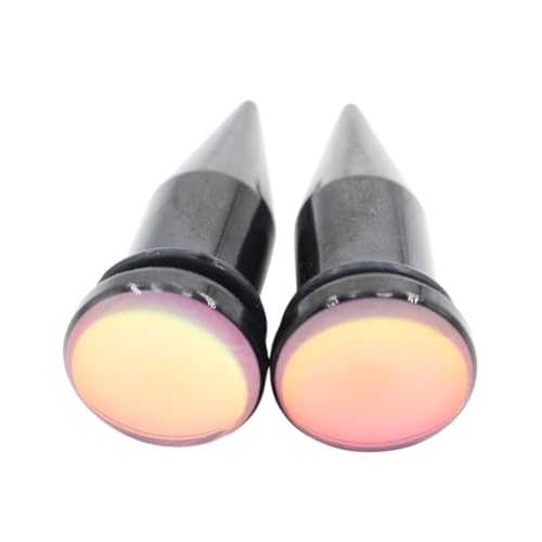 GOIAOENAMO New 2026 2Pcs Stainless Steel Epoxy Spike Cone Ear Gauges Taper Plugs Tunnel Expander Stretcher Earrings-Chic Stud Earrings, Fashion Accessory For Women's Daily Style