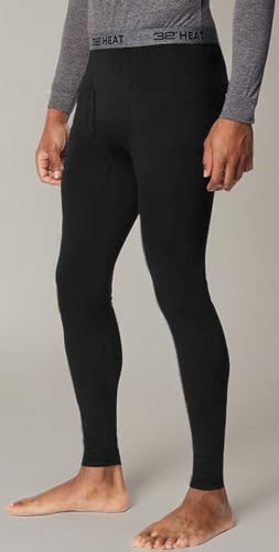 32 DEGREES Mens 2 Pack Heat Performance Thermal Baselayer Pant Leggings, Black/Black4