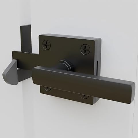 SANKINS Black Heavy Duty Double Side Gate Latch for Wooden Fence, Self Locking Aluminum Gate Latch for Outdoor Fence, Swinging Door Latch Gate Hardware,Black Cover
