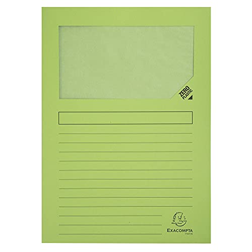 Exacompta - Réf. 50253E - Paquet de 25 chemises à fenêtre sans plastique Forever® 120 g/m² - couleurs vives - 100% recyclées et certifiées Ange Bleu -...