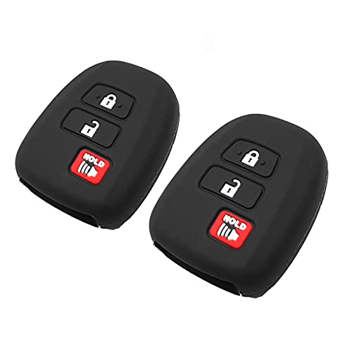 EYANBIS Silicone Key Fob Cover Fit for Toyota Corolla Camry 4Runner Highlander Prius C V RAV4 Sequoia Tacoma Tundra Yaris Scion | Car Accessories | Remote Key Protection Case - Black & Black