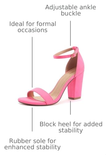 Image of PARTY Women's Chunky Block Heels Open Toe Ankle Strap 3 Inch Heeled Sandals Comfortable for Wedding and Prom