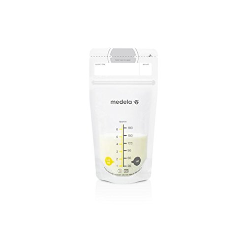 Medela pack de bolsas de almacenamiento de leche materna de 180 ml, paquete de 50 bolsas de recogida de leche materna sin BPA con doble cierre, de congelación y descongelación rápida