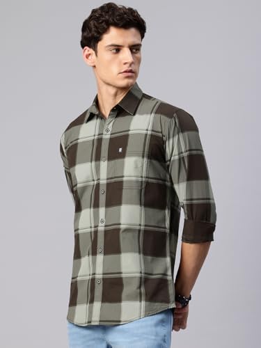 Image of Majestic Man Stylish Slim Fit Cotton Spread Collar Checked Casual Shirt