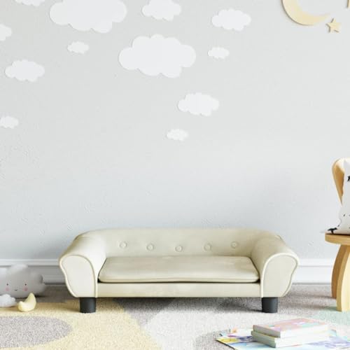 Gecheer Sofá para niños de Terciopelo Crema 70x45x26 cm,Sofá Chaise Longue Moderno Minimalista Silla Sillón de Asiento Grueso para Dormitorio/Sala de Estar/Apartamento,Type 1